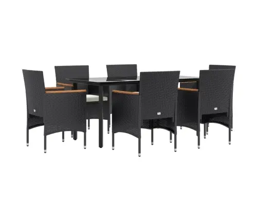 7-Daļīgs Dārza Mēbeļu Komplekts Ar Matračiem, Melns Vidaxl