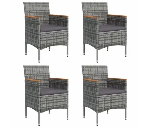 5-Daļīgs Dārza Mēbeļu Komplekts Ar Matračiem, Pelēks, Melns Vidaxl