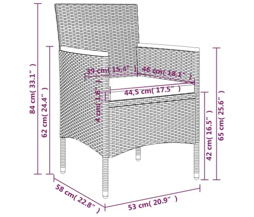 5-Daļīgs Dārza Mēbeļu Komplekts Ar Matračiem, Pelēks, Melns Vidaxl