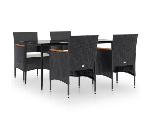 5-Osaline Aiamööbli Komplekt Patjadega, Must 5-Osaline Aiamööbli Komplekt Patjadega, Must