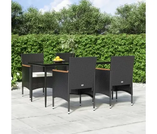 5-Osaline Aiamööbli Komplekt Patjadega, Must 5-Osaline Aiamööbli Komplekt Patjadega, Must