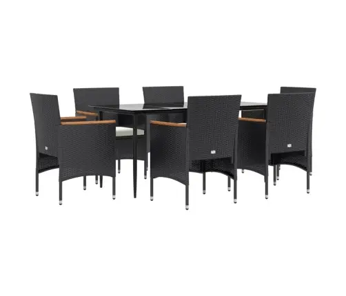 7-Osaline Aiamööbli Komplekt Patjadega, Must