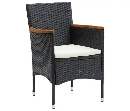 7-Osaline Aiamööbli Komplekt Patjadega, Must