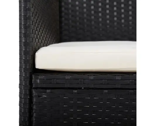 7-Osaline Aiamööbli Komplekt Patjadega, Must