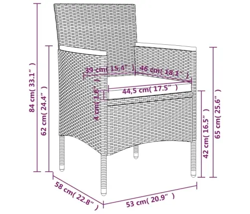 7-Osaline Aiamööbli Komplekt Patjadega, Must