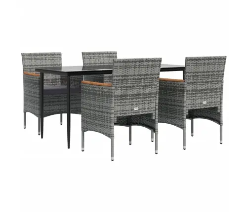 5-Osaline Aiamööbli Komplekt Patjadega, Hall Ja Must