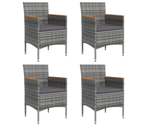 5-Osaline Aiamööbli Komplekt Patjadega, Hall Ja Must