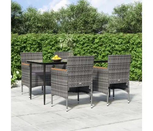 5-Osaline Aiamööbli Komplekt Patjadega, Hall Ja Must