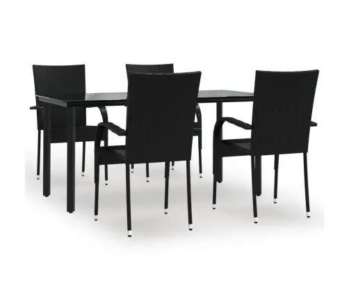 5-Daļīgs Dārza Mēbeļu Komplekts, Melns, Pe Rotangpalma Vidaxl