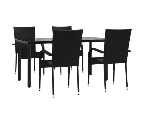 5-Daļīgs Dārza Mēbeļu Komplekts, Melns, Pe Rotangpalma Vidaxl