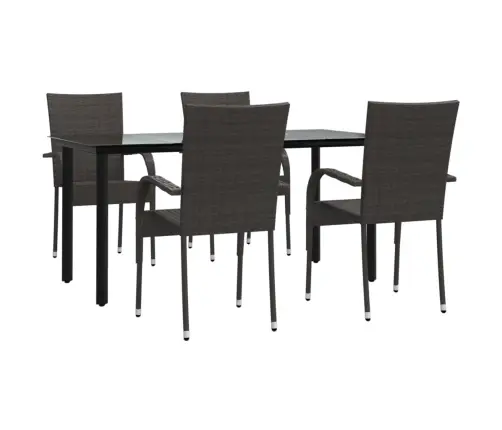 5-Daļīgs Dārza Mēbeļu Komplekts, Pe Rotangpalma, Brūns Vidaxl