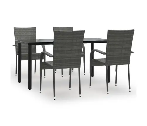 5-Osaline Aiamööblikomplekt, Hall, Polürotang