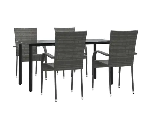 5-Osaline Aiamööblikomplekt, Hall, Polürotang