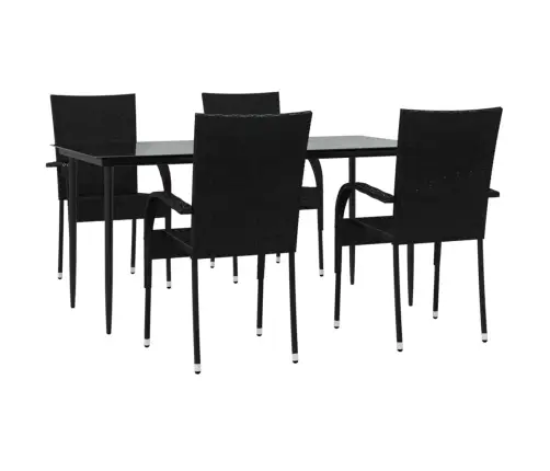 5-Daļīgs Dārza Mēbeļu Komplekts, Melns, Pe Rotangpalma Vidaxl