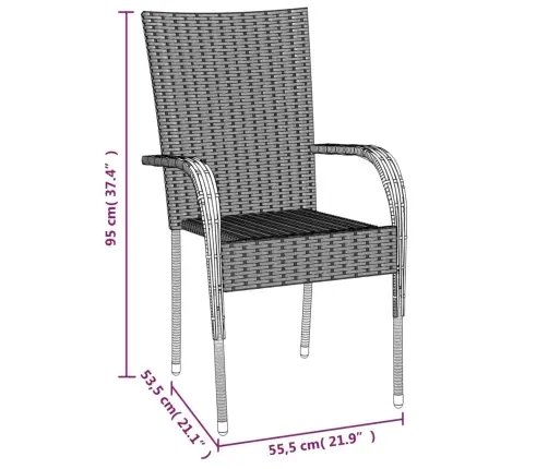 5-Daļīgs Dārza Mēbeļu Komplekts, Melns, Pe Rotangpalma Vidaxl