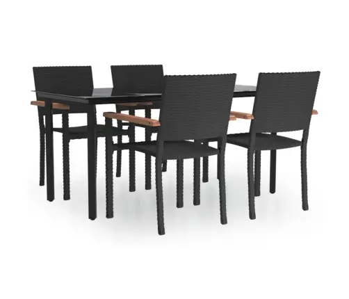 5-Daļīgs Dārza Mēbeļu Komplekts, Melns, Pe Rotangpalma Vidaxl