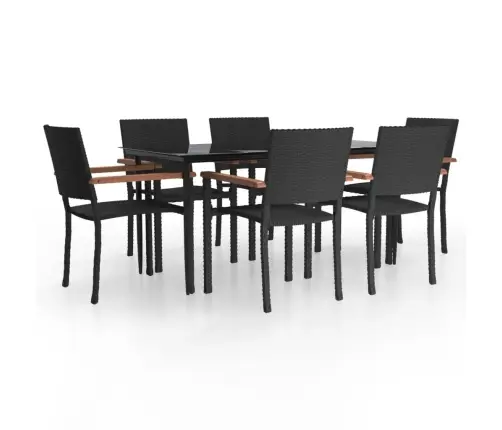 Sodo Valgomojo Baldų Komplektas, 7 Dalių, Juodas, Poliratanas