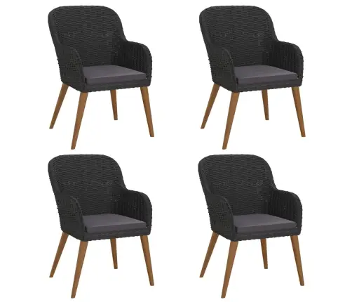 5-Osaline Aiamööbli Komplekt Patjadega, Must