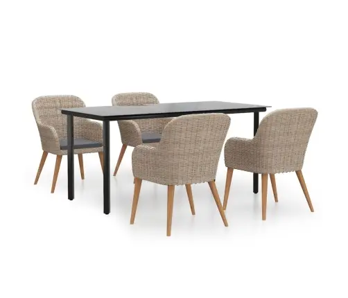 5-Osaline Aiamööbli Komplekt Patjadega, Pruun