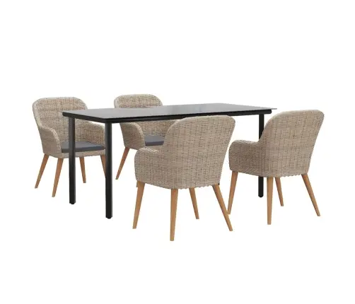 5-Osaline Aiamööbli Komplekt Patjadega, Pruun