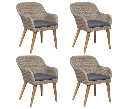 5-Osaline Aiamööbli Komplekt Patjadega, Pruun