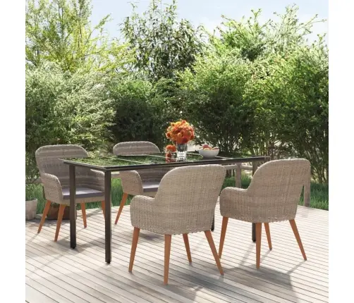 5-Osaline Aiamööbli Komplekt Patjadega, Pruun