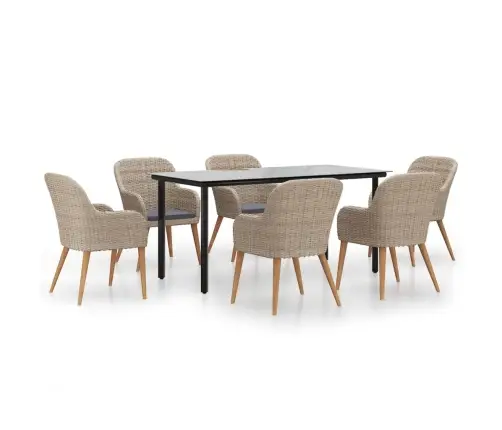 7-Daļīgs Dārza Mēbeļu Komplekts Ar Matračiem, Brūns Vidaxl