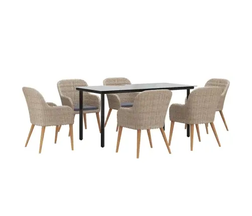 7-Daļīgs Dārza Mēbeļu Komplekts Ar Matračiem, Brūns Vidaxl