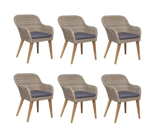 7-Daļīgs Dārza Mēbeļu Komplekts Ar Matračiem, Brūns Vidaxl