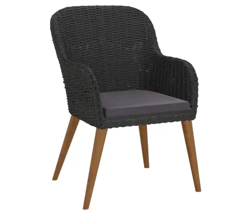 5-Osaline Aiamööbli Komplekt Patjadega, Must