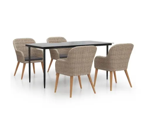 5-Daļīgs Dārza Mēbeļu Komplekts Ar Matračiem, Brūns Vidaxl