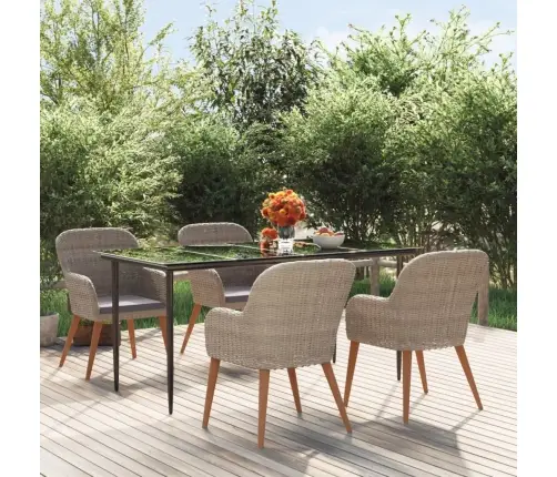 5-Daļīgs Dārza Mēbeļu Komplekts Ar Matračiem, Brūns Vidaxl