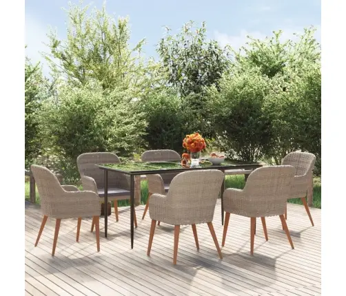 7-Daļīgs Dārza Mēbeļu Komplekts Ar Matračiem, Brūns Vidaxl