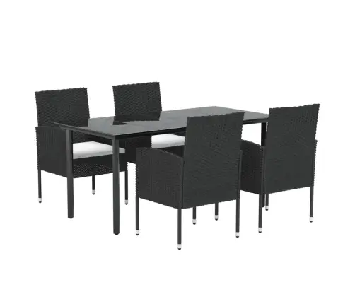 5-Daļīgs Dārza Mēbeļu Komplekts Ar Matračiem, Pe Pinums, Melns Vidaxl