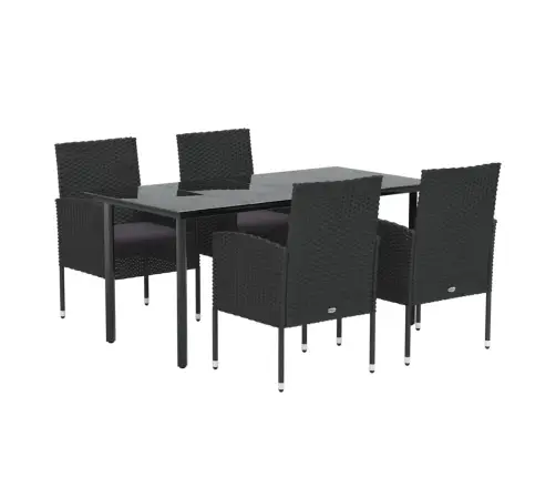 5-Osaline Aiamööbli Komplekt Patjadega, Must, Polürotang