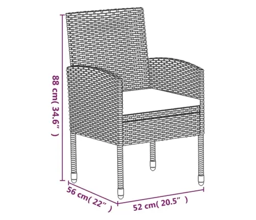5-Osaline Aiamööbli Komplekt Patjadega, Must, Polürotang