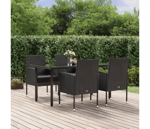 5-Osaline Aiamööbli Komplekt Patjadega, Must, Polürotang