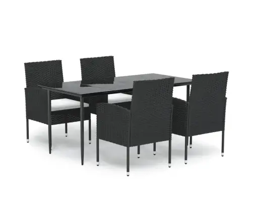 5-Daļīgs Dārza Mēbeļu Komplekts Ar Matračiem, Pe Pinums, Melns Vidaxl