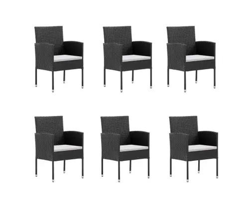 7-Daļīgs Dārza Mēbeļu Komplekts Ar Matračiem, Pe Pinums, Melns Vidaxl