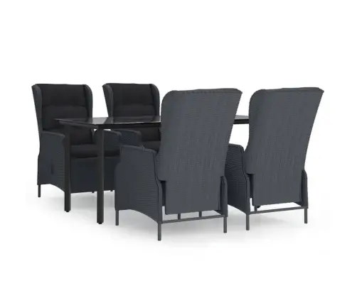 5-Daļīgs Dārza Mēbeļu Komplekts, Tumši Pelēka Pe Rotangpalma Vidaxl