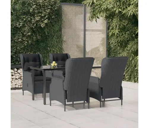 5-Daļīgs Dārza Mēbeļu Komplekts, Tumši Pelēka Pe Rotangpalma Vidaxl