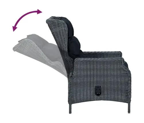 7-Daļīgs Dārza Mēbeļu Komplekts, Tumši Pelēka Pe Rotangpalma Vidaxl