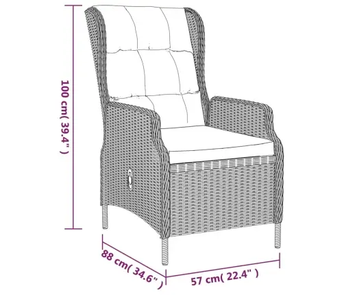 7-Daļīgs Dārza Mēbeļu Komplekts, Tumši Pelēka Pe Rotangpalma Vidaxl