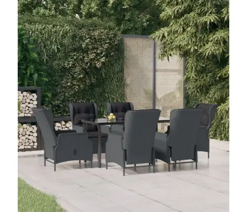 7-Daļīgs Dārza Mēbeļu Komplekts, Tumši Pelēka Pe Rotangpalma Vidaxl