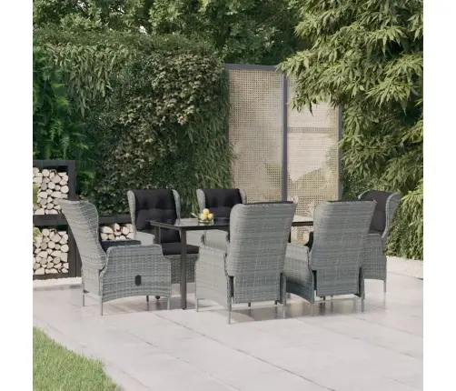 7-Osaline Aiamööbli Komplekt, Helehall, Polürotang