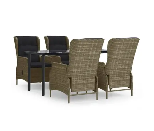 5-Daļīgs Dārza Mēbeļu Komplekts, Pe Rotangpalma, Brūns Vidaxl