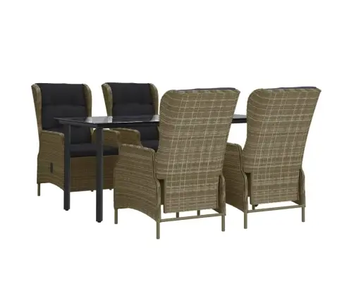 5-Daļīgs Dārza Mēbeļu Komplekts, Pe Rotangpalma, Brūns Vidaxl