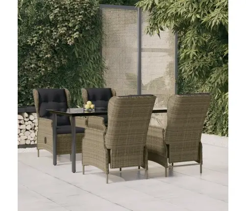 5-Daļīgs Dārza Mēbeļu Komplekts, Pe Rotangpalma, Brūns Vidaxl