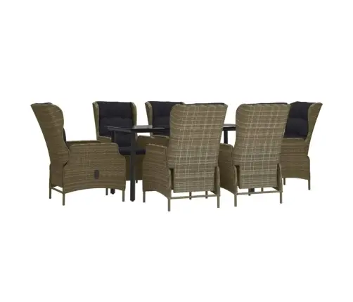 7-Daļīgs Dārza Mēbeļu Komplekts, Brūna Pe Rotangpalma Vidaxl