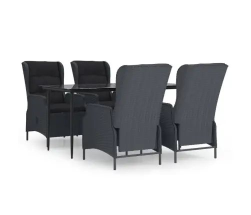 5-Daļīgs Dārza Mēbeļu Komplekts, Tumši Pelēka Pe Rotangpalma Vidaxl